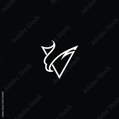 v eagle line. vector illustration of the letter V and the head of an eagle for icon, symbol or logo. letter V logo