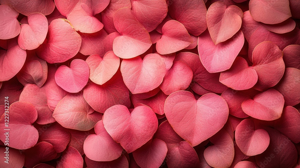Obraz premium Heart Shaped Pink Petals on a Flat Surface, Perfect for Romantic Themes and Creative Designs with Nature Elements and Soft Color Palette