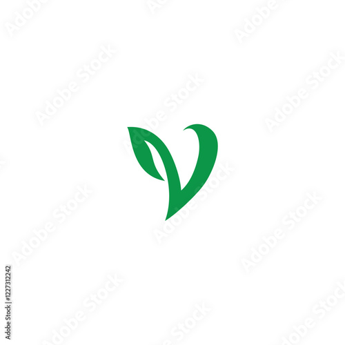 v leaf logo. vector illustration of the letter V and leaves for icon, symbol or logo. suitable for vegetarian logos
