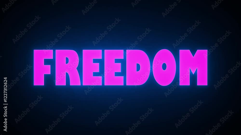 Freedom - Pink text with animation on black background Freedom - Pink text with animation on black background