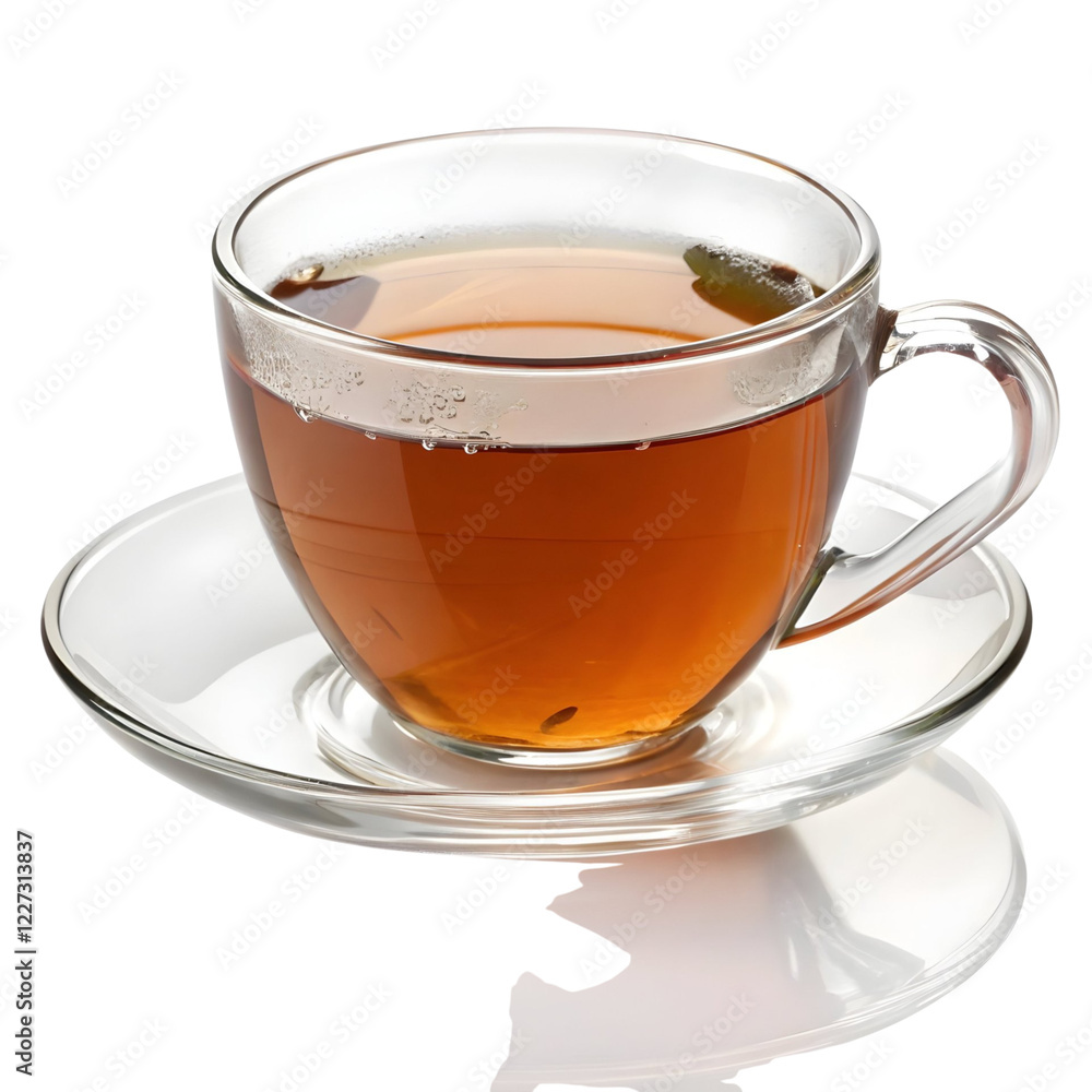 Warm cup of tea resting on a wooden table in a cozy environment during the afternoon Warm cup of tea resting on a wooden table in a cozy environment during the afternoon