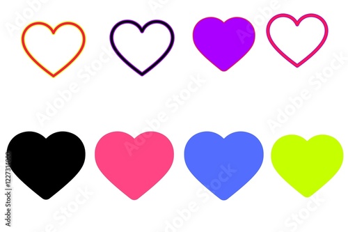 set of hearts different colours