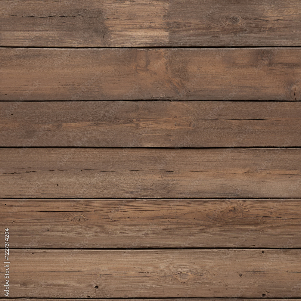 Fototapeta premium Seamless Pattern Aged wooden plank wall | Rustic brown wooden panels with visible knots and grain patterns, vintage interiors, farmhouse decor, and natural texture backgrounds.