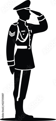 Soldier saluting silhouette icon vector illustration graphic design in black and white