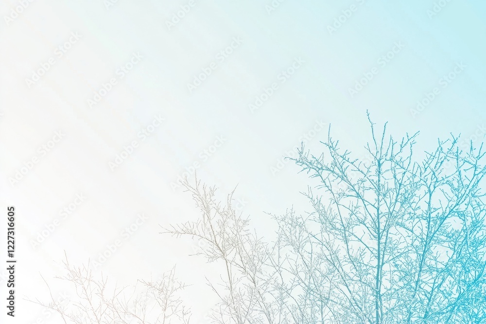 Obraz premium Winter Landscape Gradient: A snowy landscape with a sky transitioning from crisp white to pale blue, accented by snow-covered trees