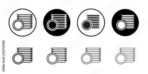 Clean stack plates icon linear logo isolated
