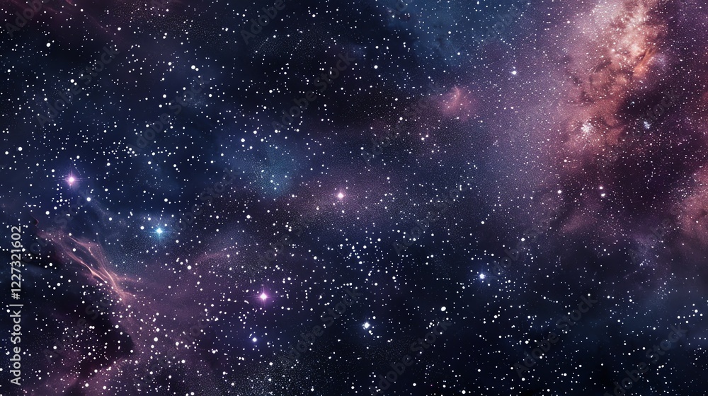 Fototapeta premium A breathtaking view of a starry night sky with a nebula in the background, capturing the vastness and beauty of space.