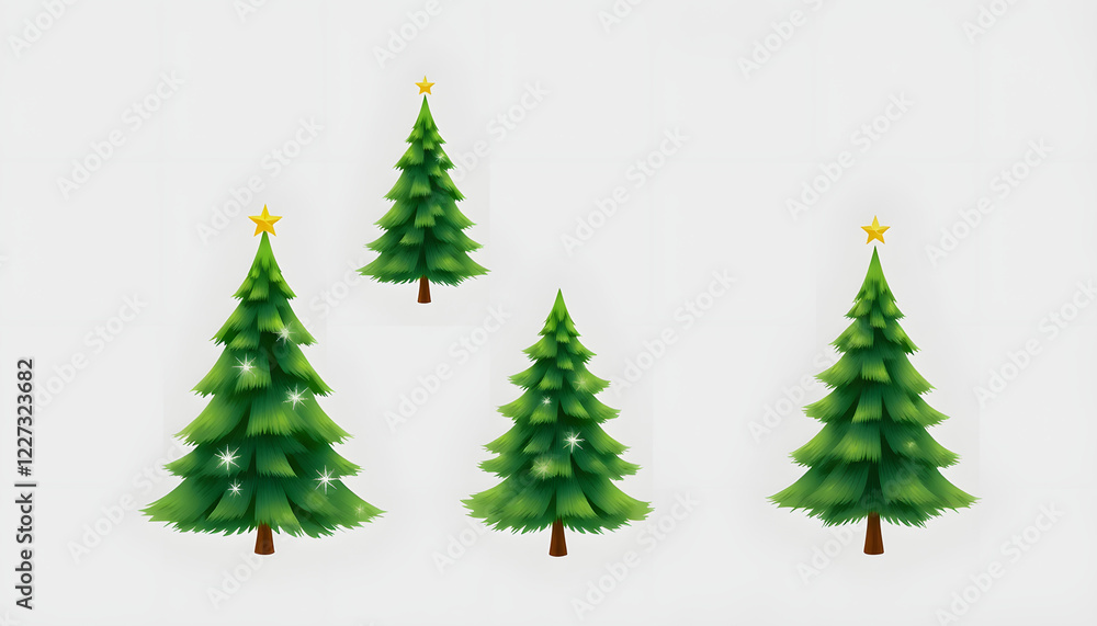 A set of Green Christmas Tree. Vector illustration and Icon , with white tonespng A set of Green Christmas Tree. Vector illustration and Icon , with white tonespng