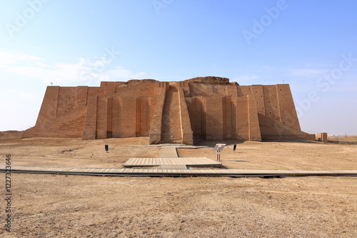 restored ziggurat in ancient Ur, sumerian temple, Iraq