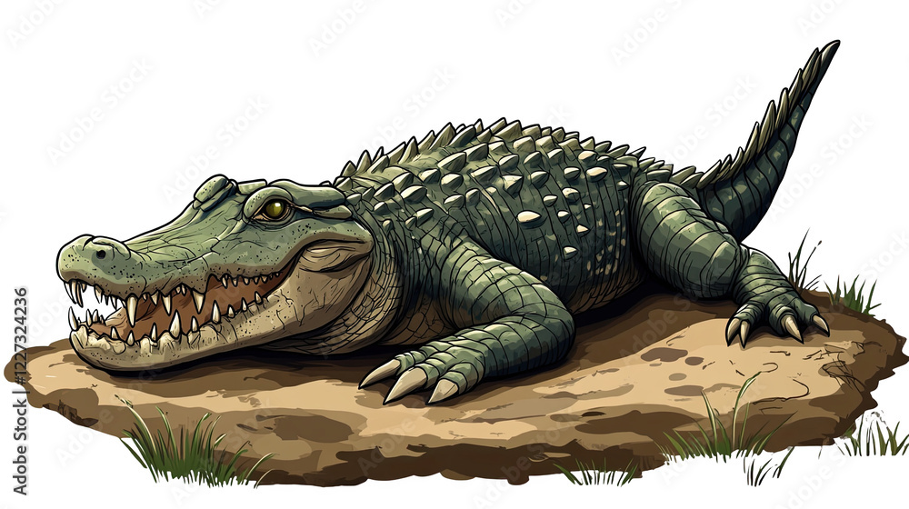 Fototapeta premium Alligator, white isolate background
