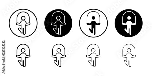 Man jumping with skipping rope icon linear logo isolated