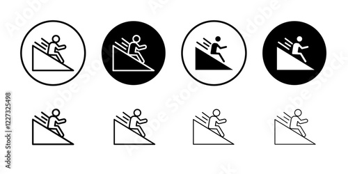 Man slide on slope icon linear logo isolated