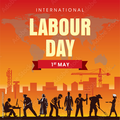 Honor hardworking individuals with this editable Labour Day vector artwork. Perfect for posters, banners, and digital designs celebrating dedication, resilience, and the spirit of workers