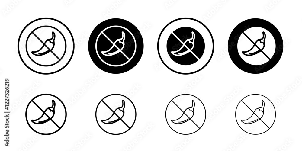 No spicy hot chilli icon linear logo isolated No spicy hot chilli icon linear logo isolated
