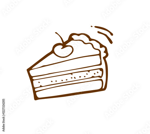 piece of birthday cake doodle hand drawn sketch vector illustration