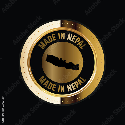 Map of Nepal. Vector illustration. Logo, Icon, and Symbol. Nepal map gold seal. 