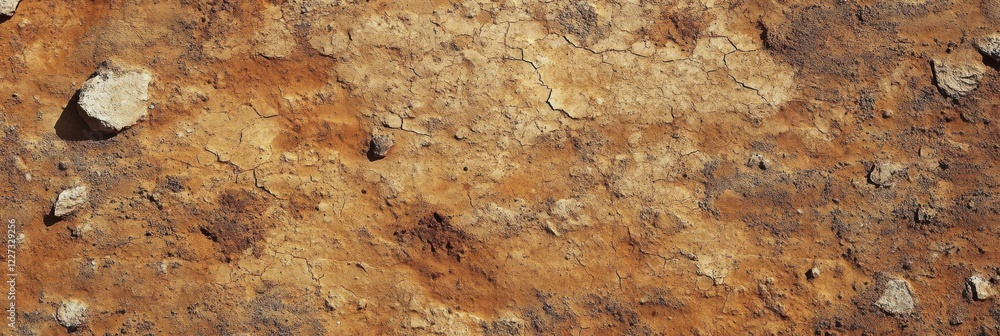Rough texture of dry cracked earth with stone elements in uncultivated land Rough texture of dry cracked earth with stone elements in uncultivated land