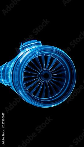 Wallpaper Mural Transparent blue 3D x-ray of a jet engine's turbine , with white tonespng Torontodigital.ca