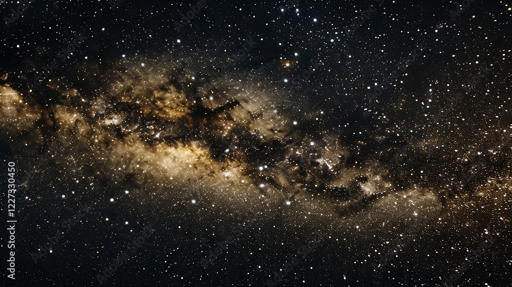 Fototapeta premium A night sky with a band of stars forming the Milky Way.