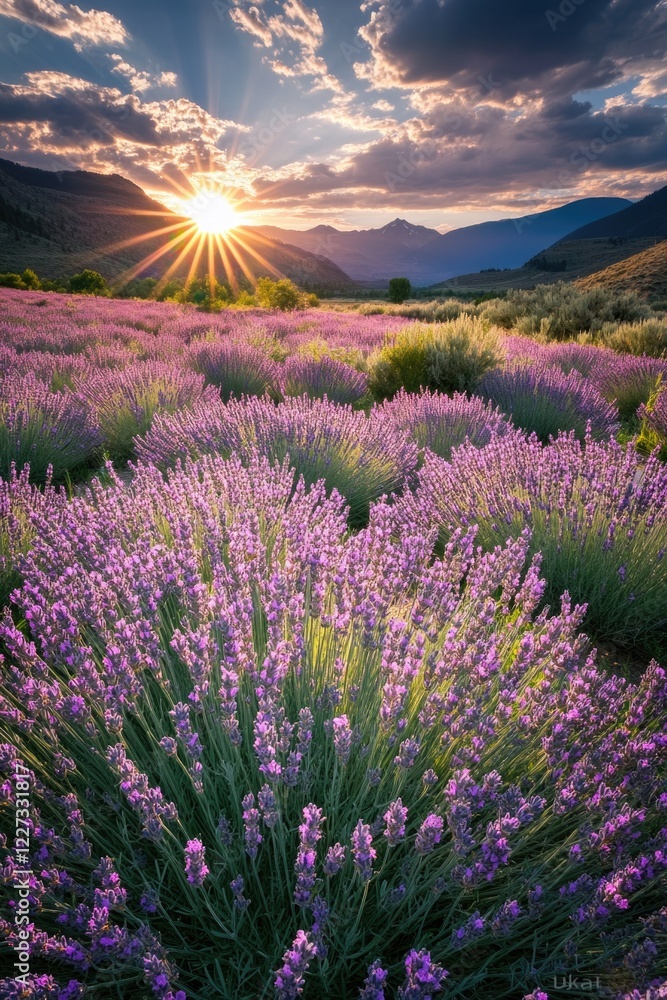 Fototapeta premium Field with purple flowers