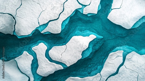 Wallpaper Mural Aerial View of Fragmented Glacial Ice Sheets and Ice Fragments on a Vast Frozen Landscape, Highlighting the Unique Natural Patterns and Textures of Glacial Environment Torontodigital.ca