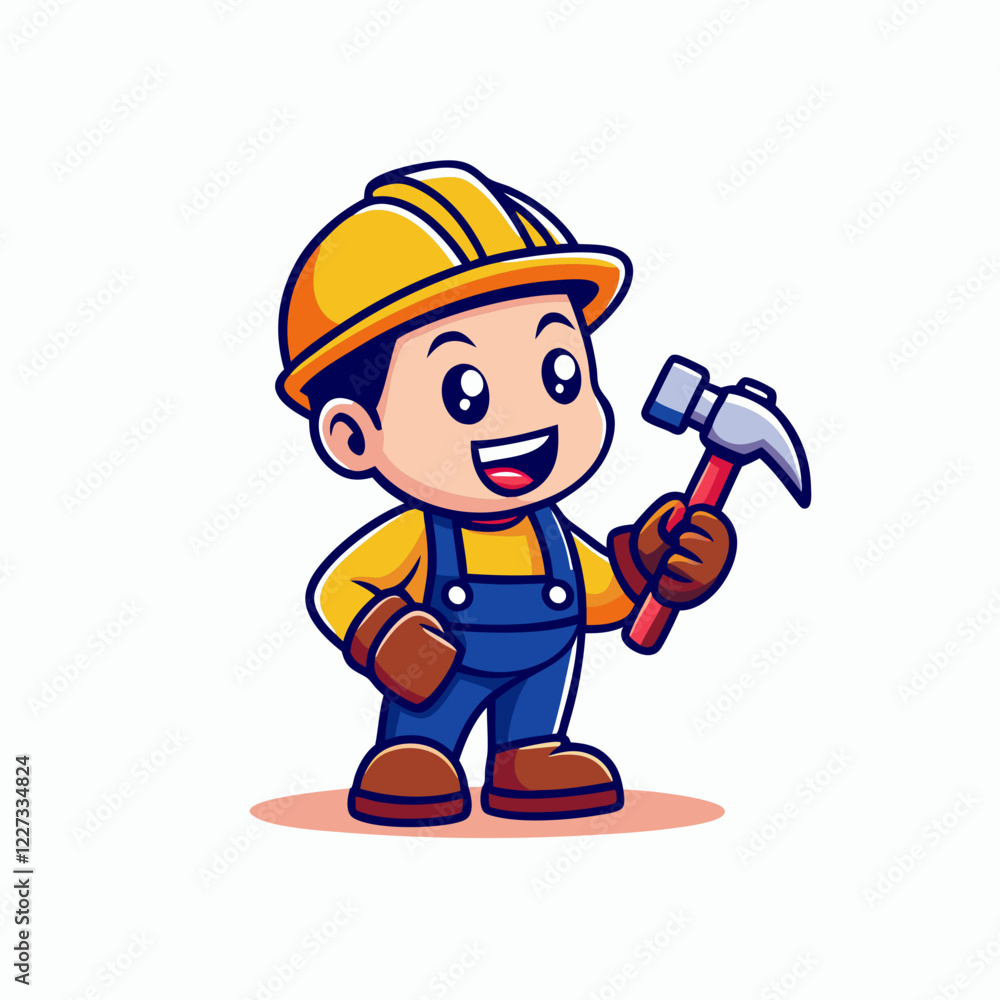 Cartoon Construction Worker Character in Safety Gear with Hammer and Wrench, Colorful and Fun Illustration for Kids Cartoon Construction Worker Character in Safety Gear with Hammer and Wrench, Colorful and Fun Illustration for Kids