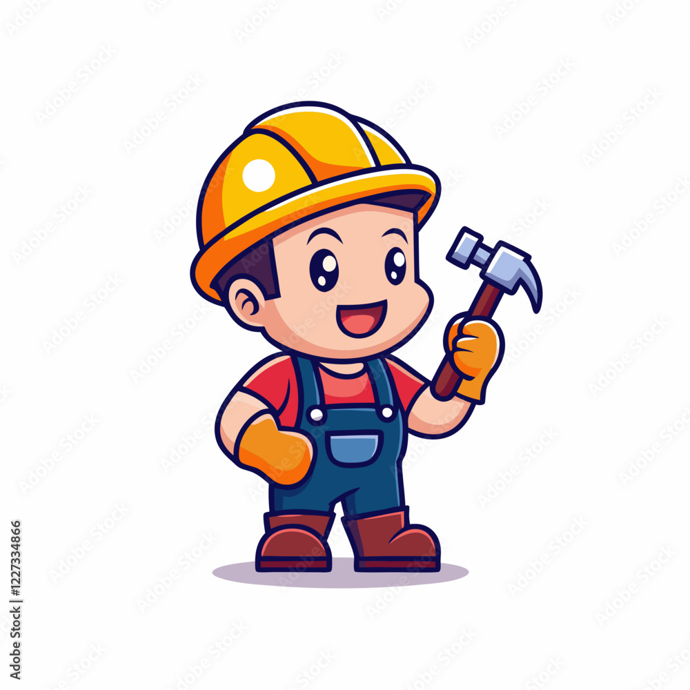 Cartoon Construction Worker Character in Safety Gear with Hammer and Wrench, Colorful and Fun Illustration for Kids Cartoon Construction Worker Character in Safety Gear with Hammer and Wrench, Colorful and Fun Illustration for Kids