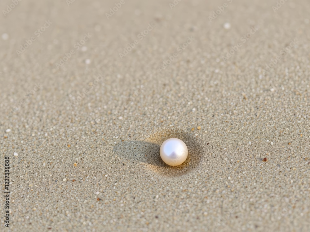 A lone pearl shines on a deserted beach, amidst serene sand, a peaceful treasure, Pearl Drops A lone pearl shines on a deserted beach, amidst serene sand, a peaceful treasure, Pearl Drops