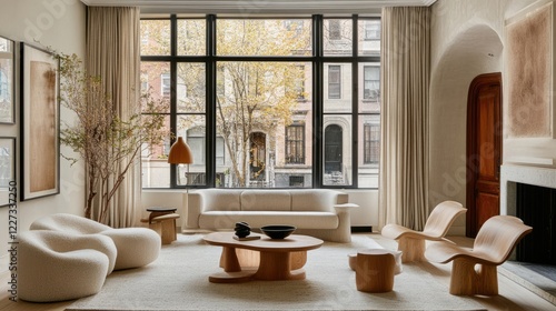 Wallpaper Mural A modern Scandinavian-inspired living room with a neutral color palette, clean lines, and warm natural light Torontodigital.ca