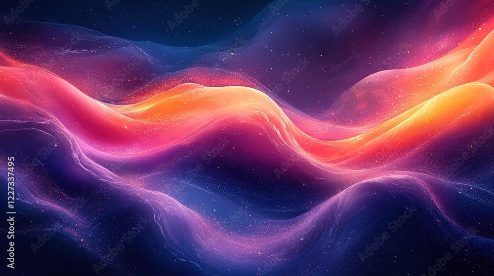 Colorful abstract energy waves flowing in dark space background, digital art Colorful abstract energy waves flowing in dark space background, digital art