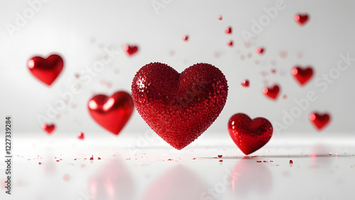 red hearts background