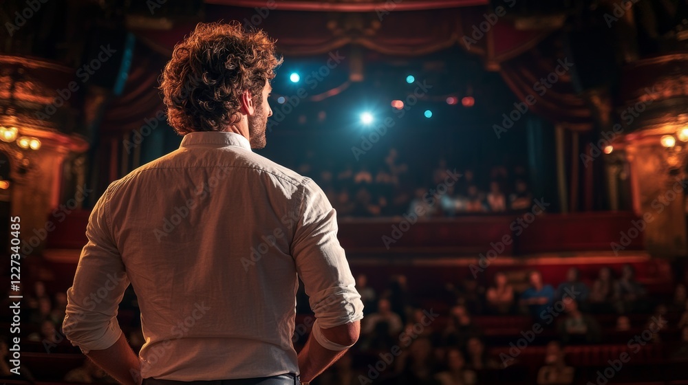 Fototapeta premium A leader speaks to a large crowd, underlining their distinct ability to inspire and lead uniquely