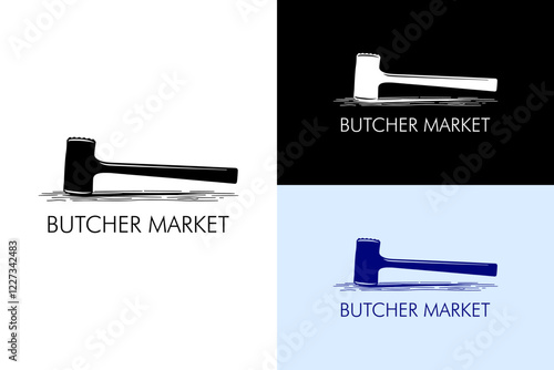 meat tenderizer hammer, vector, slaughterhouse, slaughter house, meat shop, butcher market logo, butcher service, butcher shop, fresh meat, supermarket, super store, abstract, vector, logo
