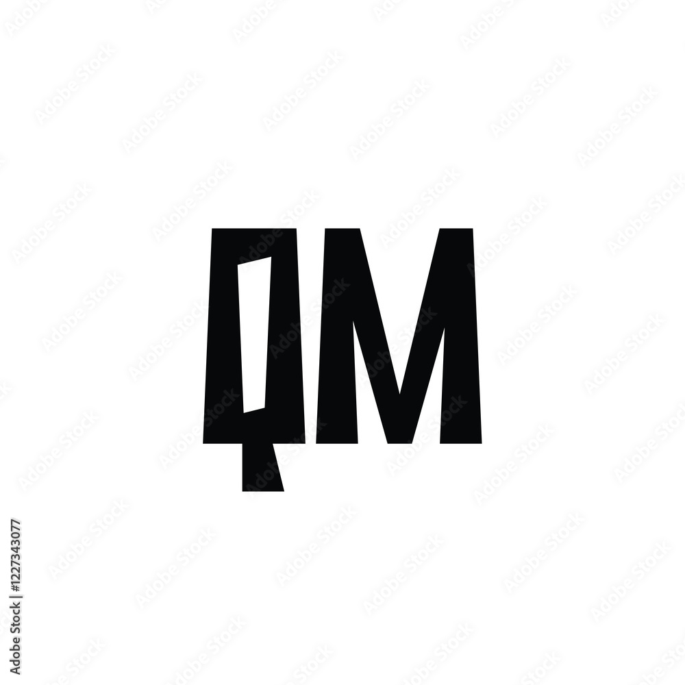 Obraz premium QM monogram logo design letter text name symbol monochrome logotype alphabet character simple logo