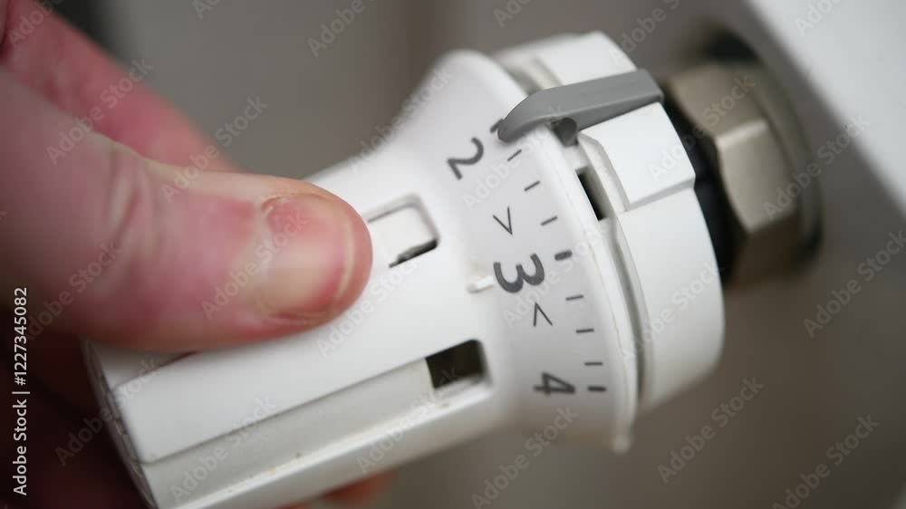 A man adjusts the temperature on a heating radiator in an apartment. A man adjusts the temperature on a heating radiator in an apartment.