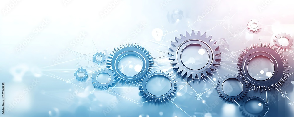 Abstract Background with Gears and Technology Elements for Industrial Design Projects, Consistency adaptability flow Abstract Background with Gears and Technology Elements for Industrial Design Projects, Consistency adaptability flow