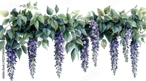 Wallpaper Mural Watercolor Painting of Wisteria Flowers and Vines Torontodigital.ca