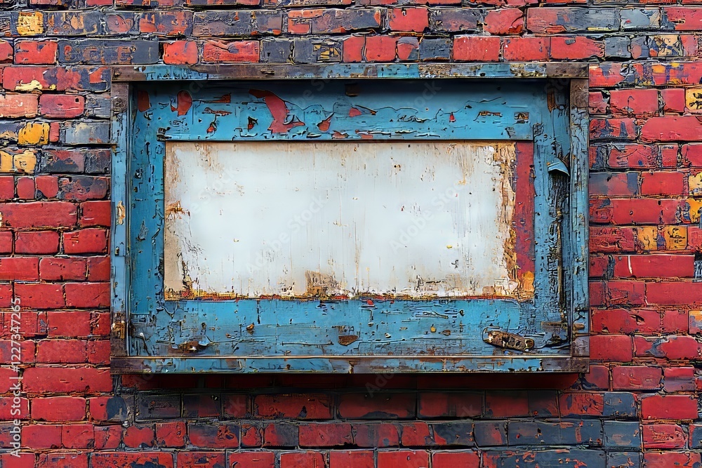 Naklejka premium A minimalist hanging vertical wooden poster or photo frame mockup mounted on a brick wall