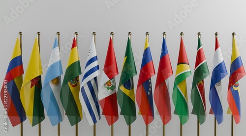 Latin America all country flags 3d illustration image