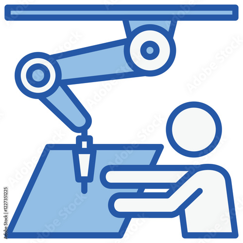 Collaborative Robot Blue White Icon