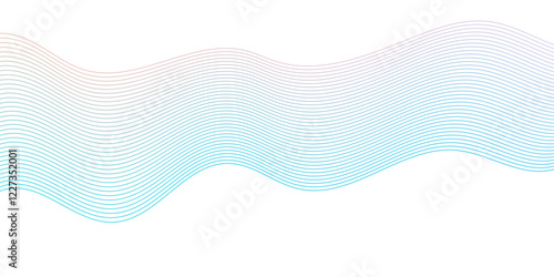 Abstract minimal dynamic flowing frequency equalizer wave vector line isolated flow stripe blue music and speed line beautiful digital gradient texture line background.	