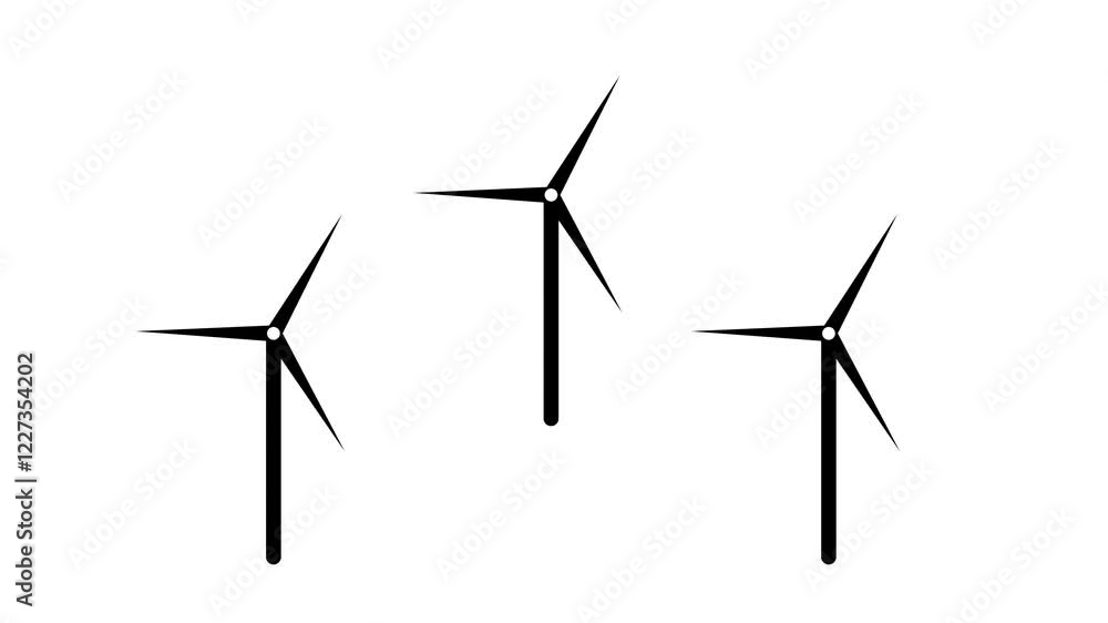 Wind turbine, rotation animation, seamlessly loopable.Abstract wind turbine spinning in the wind, illustration design. Wind turbine, rotation animation, seamlessly loopable.Abstract wind turbine spinning in the wind, illustration design.