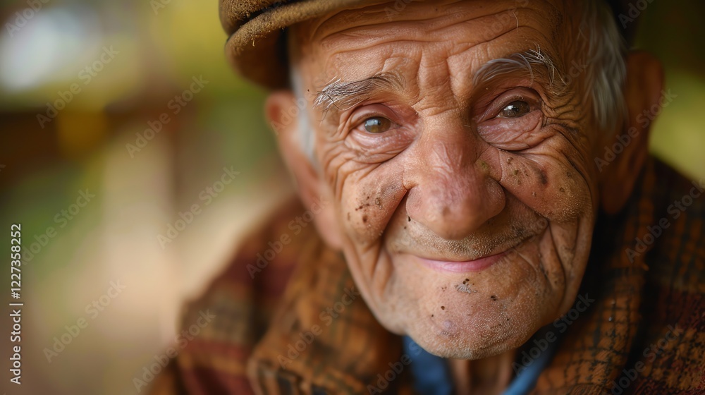 A close-up portrait of a smiling elderly man with a white beard. A close-up portrait of a smiling elderly man with a white beard.