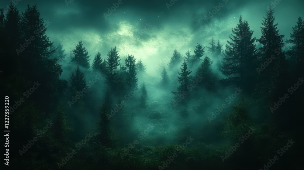 Fototapeta premium Enigmatic Forest at Night: A Mystical Scene