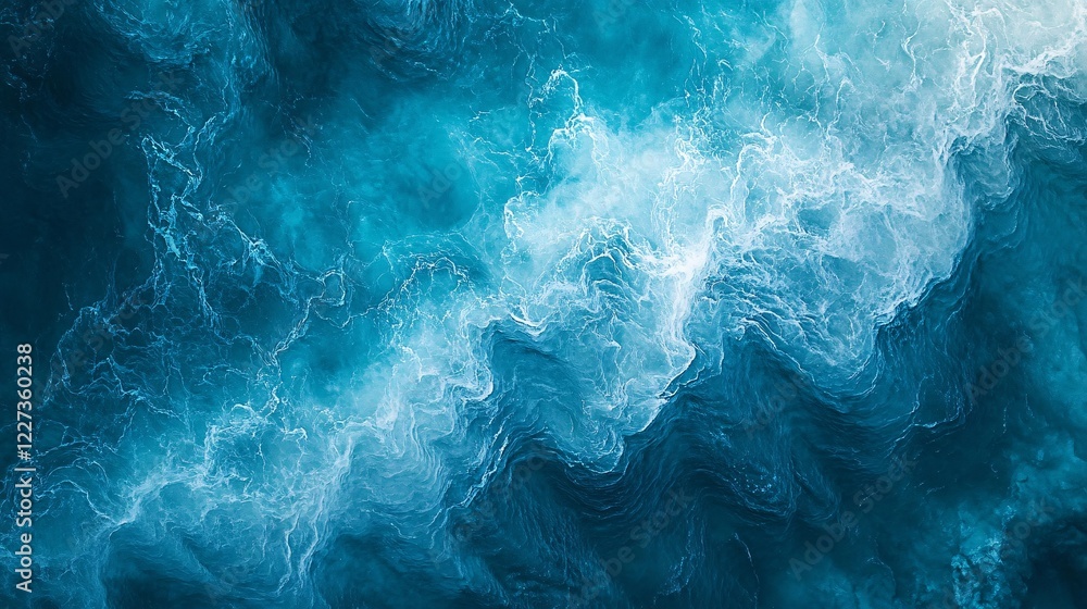 Fototapeta premium Aerial View of Turquoise Waters and Abstract Landscape, Coastal Scene with Clear Blue Waters, Capturing Scenic Beauty of Seaside Shoreline, Natural Patterns and Textures in Nature