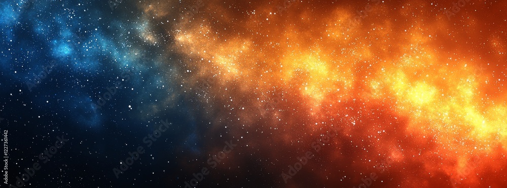 Fototapeta premium Background features a colorful red and blue sunrise gradient with a noisy grain texture