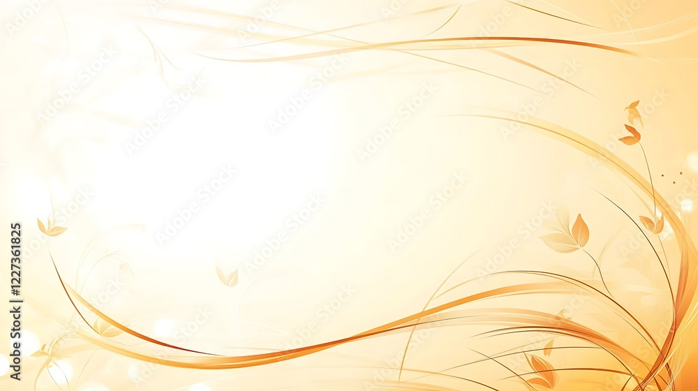 Abstract Golden Floral Design with Swirling Lines Abstract Golden Floral Design with Swirling Lines