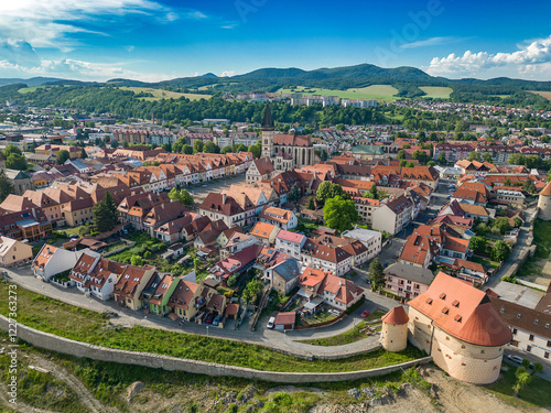 Bardejov Old Town in Slovakia view from drone