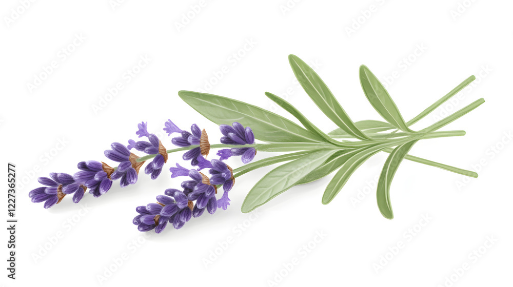 Fototapeta premium Elegant Botanical Art Depicting Lavender Flowers and Their Graceful Green Leaves