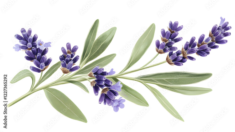 Obraz premium Detailed Botanical Drawing of Lavender Plant with Lush Elongated Foliage